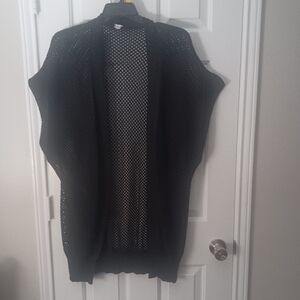 Time And Tru Shawl Cover Up Cardigan Black Mesh Sz 2X 3X